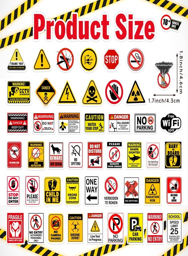 Robmoda Safety Warning Signs Stickers for Water Bottles, 70 Pcs Kids Game Vinyl Waterproof Decals for Laptop, Skateboard Scrapbooking Decor for Teens Girls Boys Adults - Image 2